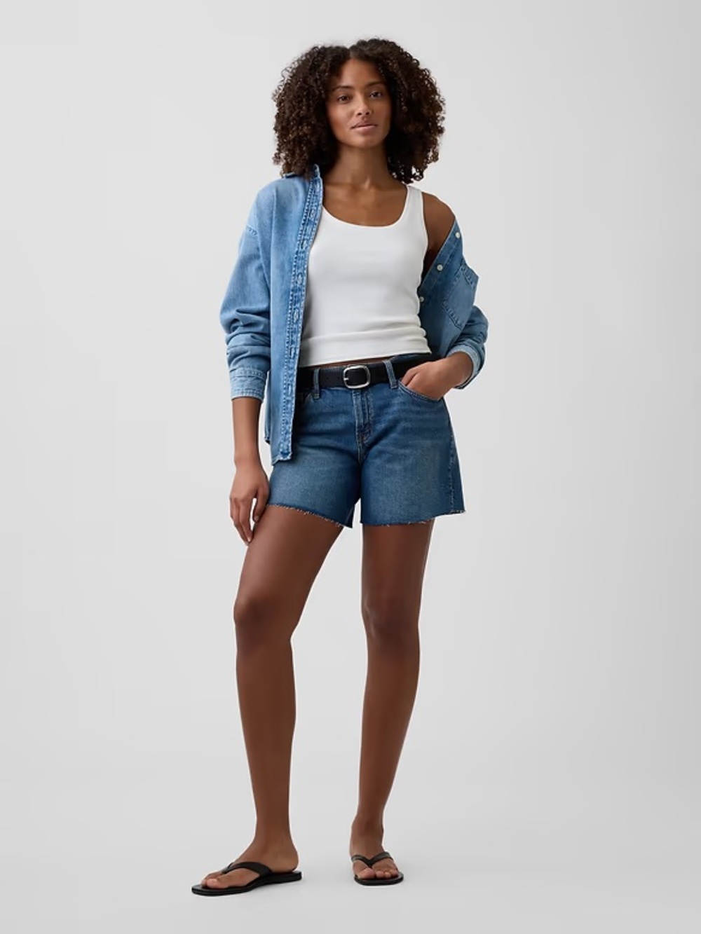 GAP Blue mid rise soft Denim 5” Cutoff Shorts stretch
